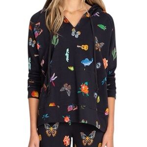 Johnny Was Multicolor Patterned Black Hoodie